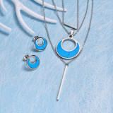 Stainless Steel Three Layered Turquoise Necklace Sets -SSCSG143-32618