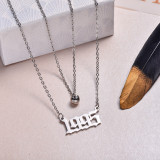 Stainless Steel Multi Layered Birth Year Necklace -SSNEG142-32571