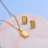 18k Gold Plated Rectangular Necklace Earrings Jewlery Sets -SSCSG143-32473