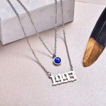 Stainless Steel Multi Layered Birth Year Necklace -SSNEG142-32569