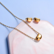 18k Gold Plated Bean Necklace Earrings Sets -SSCSG143-32463