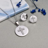 Stainless Steel Cross Jewelry Sets -SSCSG143-24595