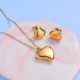 18k Gold Plated Heart Necklace Earrings Sets -SSCSG143-32482