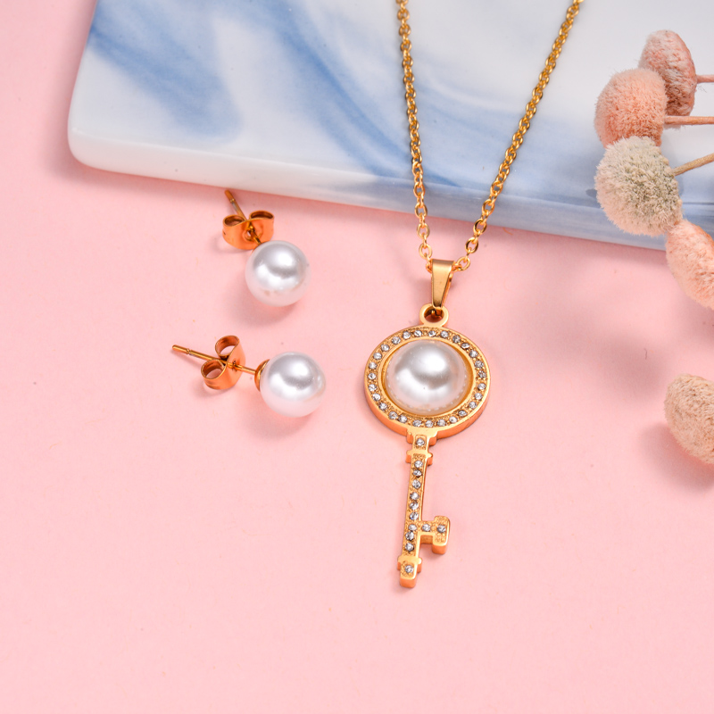 18k Gold Plated Pearl Jewelry Sets -SSCSG143-32500