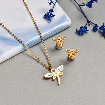 18K Gold Plated Dragonfly Jewelry Sets -SSCSG143-13091-G