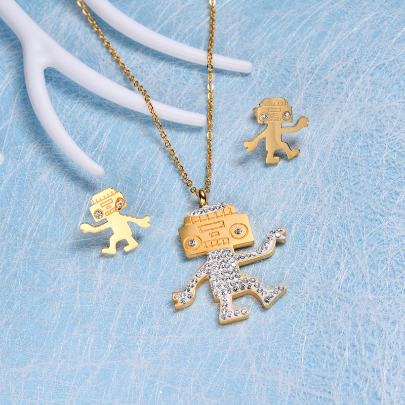 18k Gold Plated Crystal Robot Jewelry Sets SSCSG143-10276
