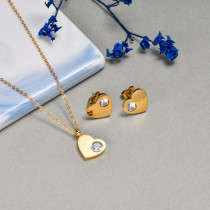 18k Gold Plated Zircon Heart Jewelry Sets -SSCSG143-32627