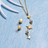 18k Gold Plated Star Necklace Earrings Sets -SSCSG143-32619