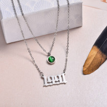Stainless Steel Multi Layered Birth Year Necklace -SSNEG142-32567