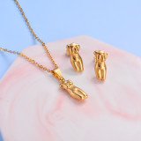 18k Gold Plated Women Body Necklace Earrings Jewlery Sets -SSCSG143-32481