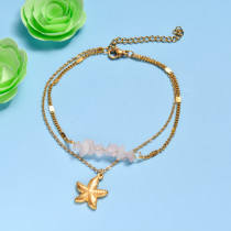 18k Gold Plated Beaded Starfish Bracelet for Beach -SSBTG142-32601