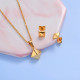 18k Gold Plated Pyramid Necklace Earrings Sets -SSCSG143-32472