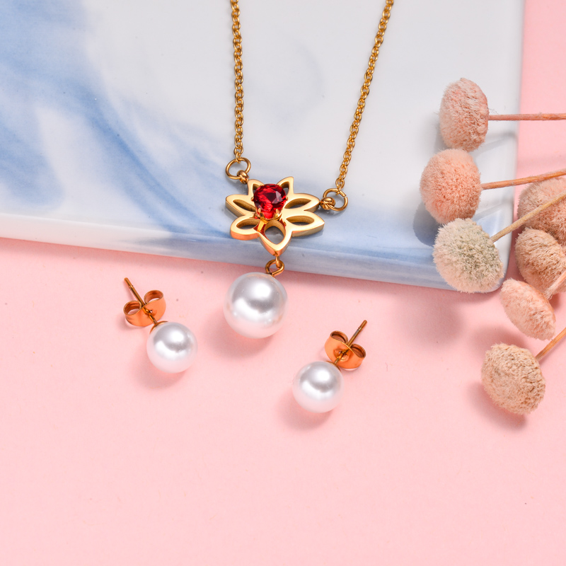 18k Gold Plated Pearl Jewelry Sets -SSCSG143-32498