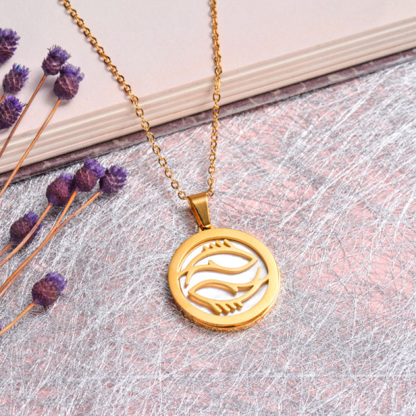 18K Gold Plated Zodiac Necklace for Girls -SSNEG142-32522