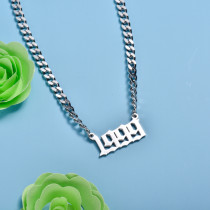 Stainless Steel Multi Layered Birth Year Necklace -SSNEG142-32587