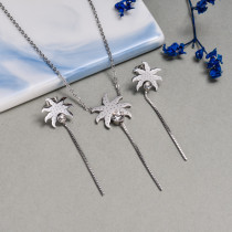 Stainless Steel Palm Tree Jewelry Sets -SSCSG143-9410-S