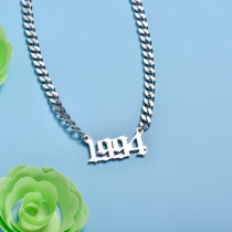 Stainless Steel Multi Layered Birth Year Necklace -SSNEG142-32596