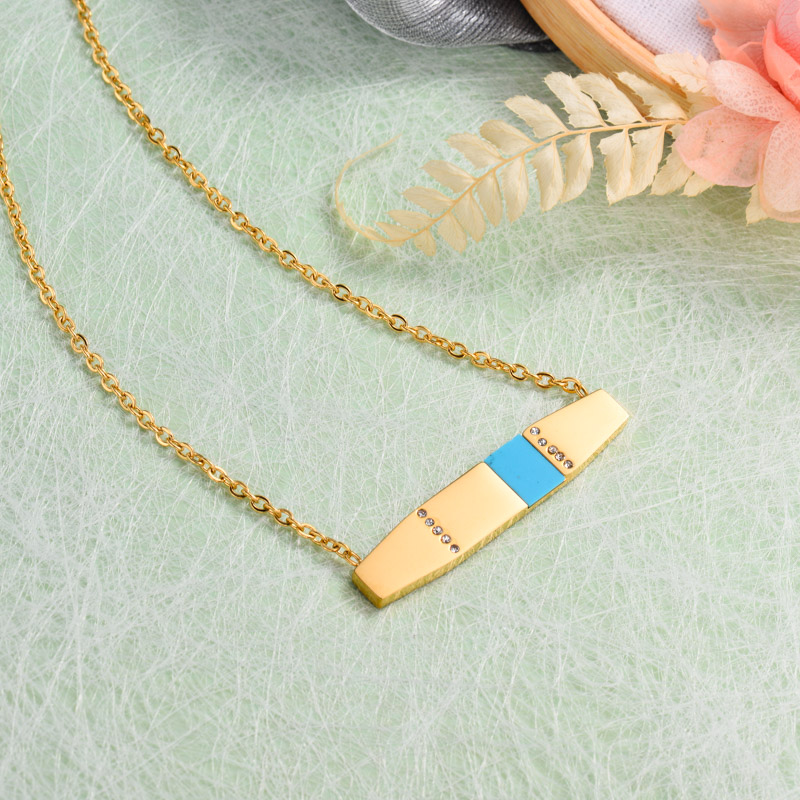 18k Gold Plated Bar Necklace -SSNEG143-32899