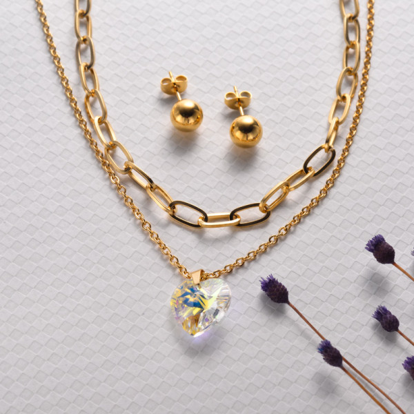 Conjunto de joyas de acero inoxidable para mujer al por mayor -SSCSG45-33118
