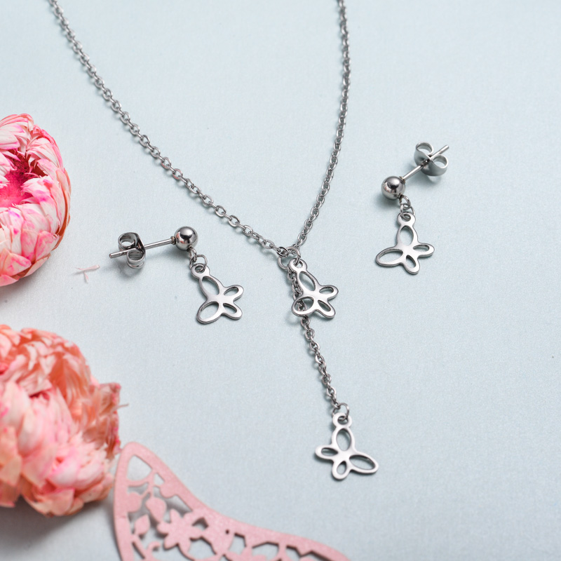 Conjunto de joyas de acero inoxidable para mujer al por mayor -SSCSG126-33375
