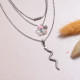 Stainless Steel Snake Layered Necklace -SSNEG143-32958