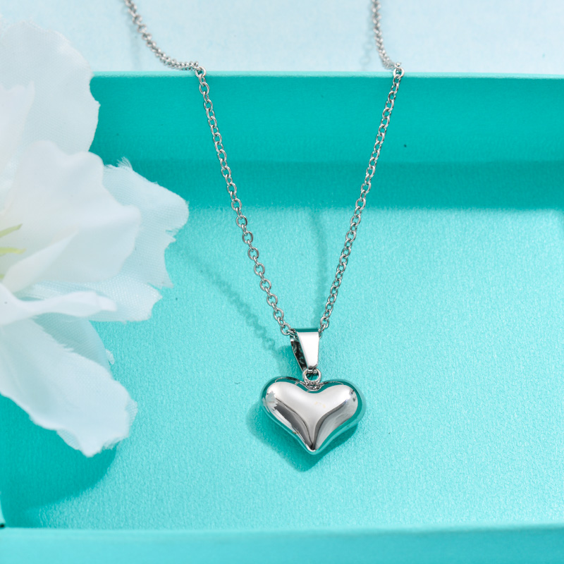 Stainless Steel Dainty Mini Heart Pendant Necklace -SSNEG143-32712