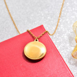 18k Gold Plated Round Pendant Necklace -SSNEG143-32748