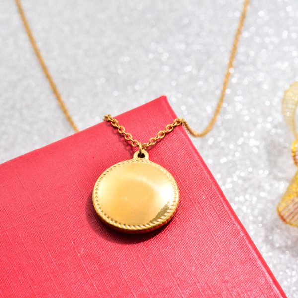 18k Gold Plated Round Pendant Necklace -SSNEG143-32748