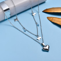 Stainless Steel Heart Layered Necklace -SSNEG143-33000