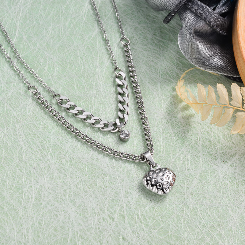 Stainless Steel Heart Layered Necklace -SSNEG143-32909