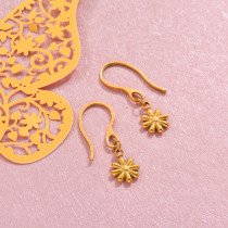 18k Gold Plated Mini Daisy Flower Drop Earrings -SSEGG143-32810