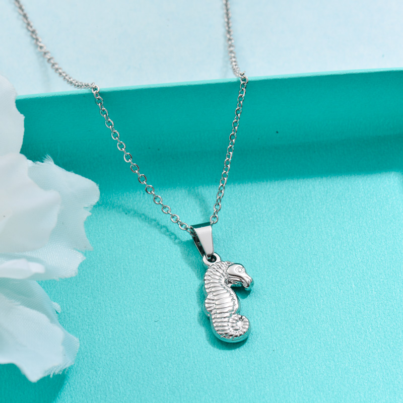 Stainless Steel Marine Sea Lion Pendant Necklace -SSNEG143-32705
