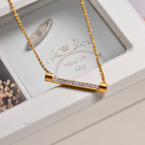 18k Gold Plated Crystal Bar Necklace -SSNEG143-32860