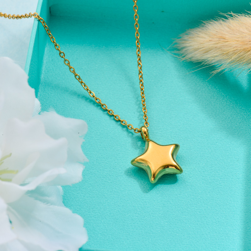 18k Gold Plated Star Pendant Necklace -SSNEG143-32689