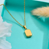 18k Gold Plated Rectangle Pendant Necklace -SSNEG143-32667