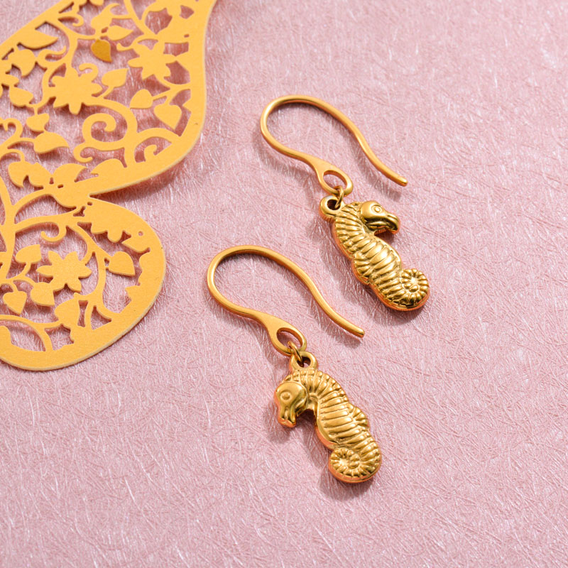 18k Gold Plated Marine Beach Drop Earrings -SSEGG143-32805