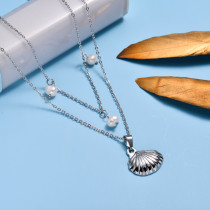 Stainless Steel Marine Beach Style Layered Necklace -SSNEG143-32992