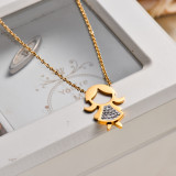 18k Gold Plated Girl Crystal Pendant Necklace -SSNEG143-32840