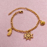 18k Gold Plated Beach Marine Charm Bracelets -SSBTG143-32792