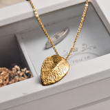 18k Gold Plated Leaf Pendant Necklace -SSNEG143-32830