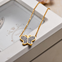 18k Gold Plated Crystal Butterfly Pendant Necklace -SSNEG143-32822