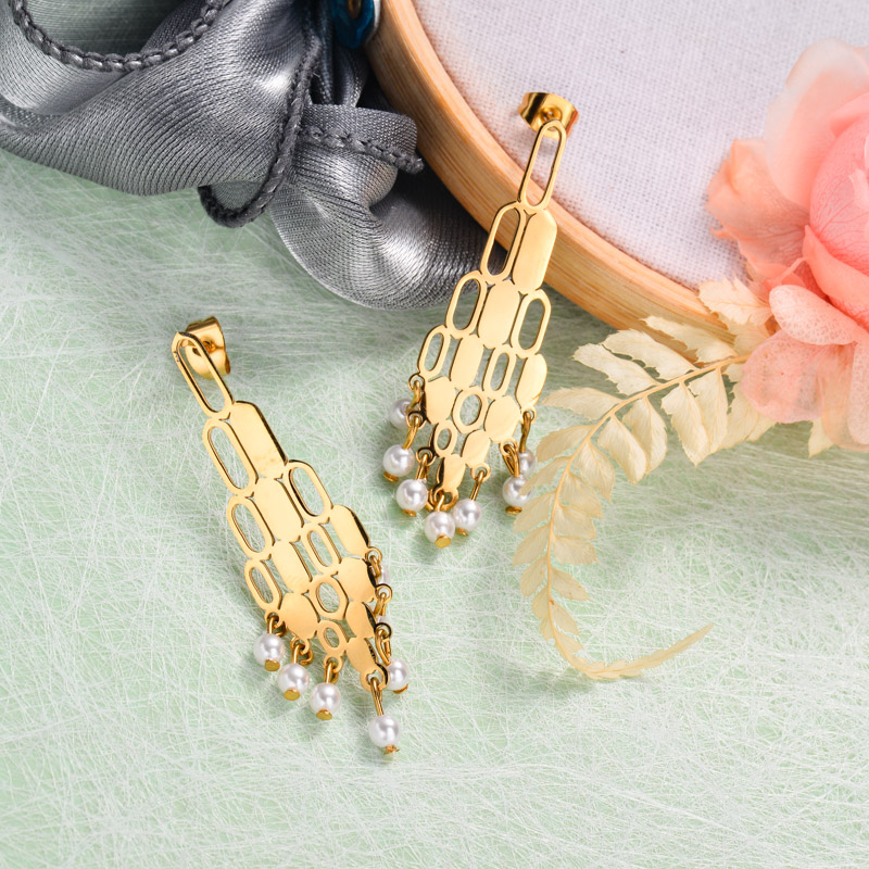 18k Gold Plated Tassel Drop Earrings -SSEGG143-32898
