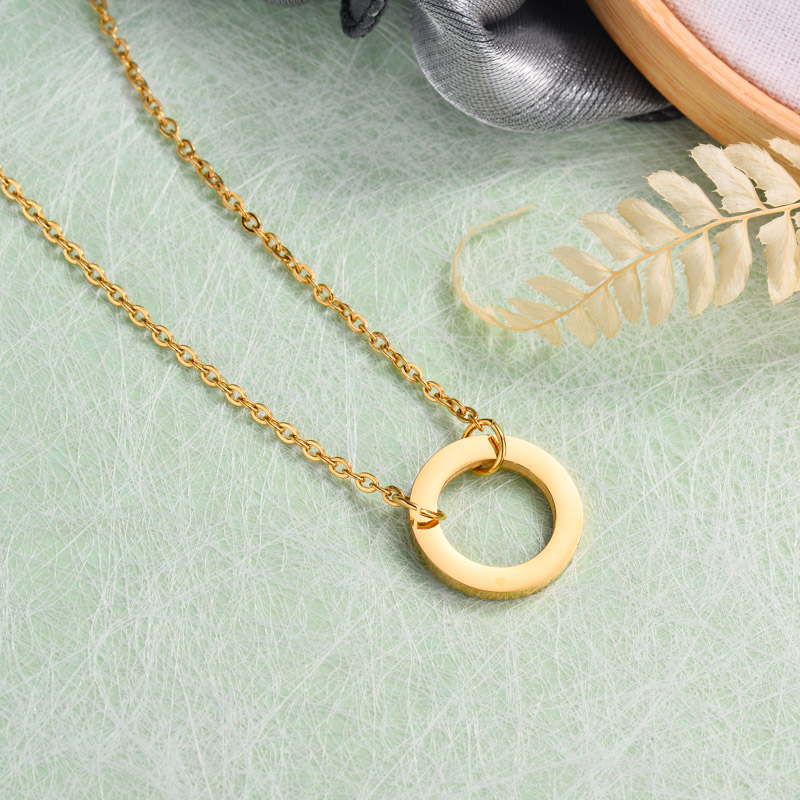18k Gold Plated Circle Pendant Necklace -SSNEG143-32901