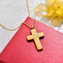 18k Gold Plated Cross Pendant Necklace -SSNEG143-32726