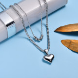 Stainless Steel Heart Layered Necklace -SSNEG143-33025