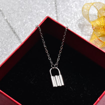 Stainless Steel Lock Pendant Necklace -SSNEG143-32749