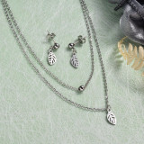 Stainless Steel Dainty Leaf Jewelry Sets -SSCSG143-32915