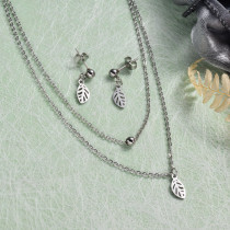 Stainless Steel Dainty Leaf Jewelry Sets -SSCSG143-32915