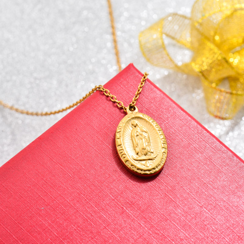 18k Gold Plated San Benito Medal Pendant Necklace -SSNEG143-32730