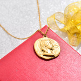 18k Gold Plated Medal Coin Pendant Necklace -SSNEG142-32734